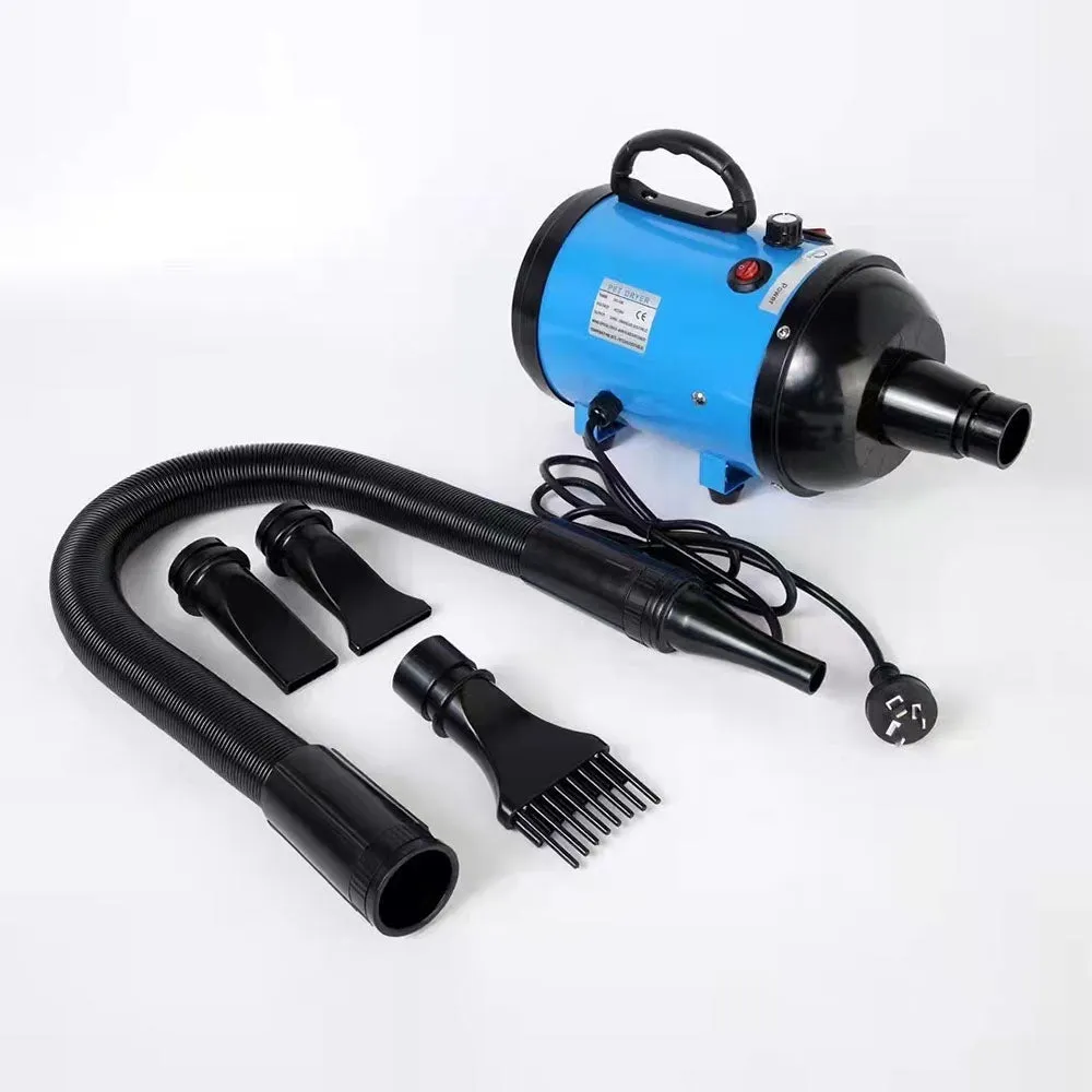 2800W Dog Dryer | High Velocity Pet Blow Dryer | Adjustable Speed | 4 Nozzles | Black