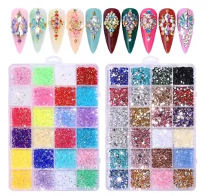 3500 Pcs Round Resin Glitter Rhinestones for Diy 3d Nail Art Flat Bottom Colourful Decoration Accessories