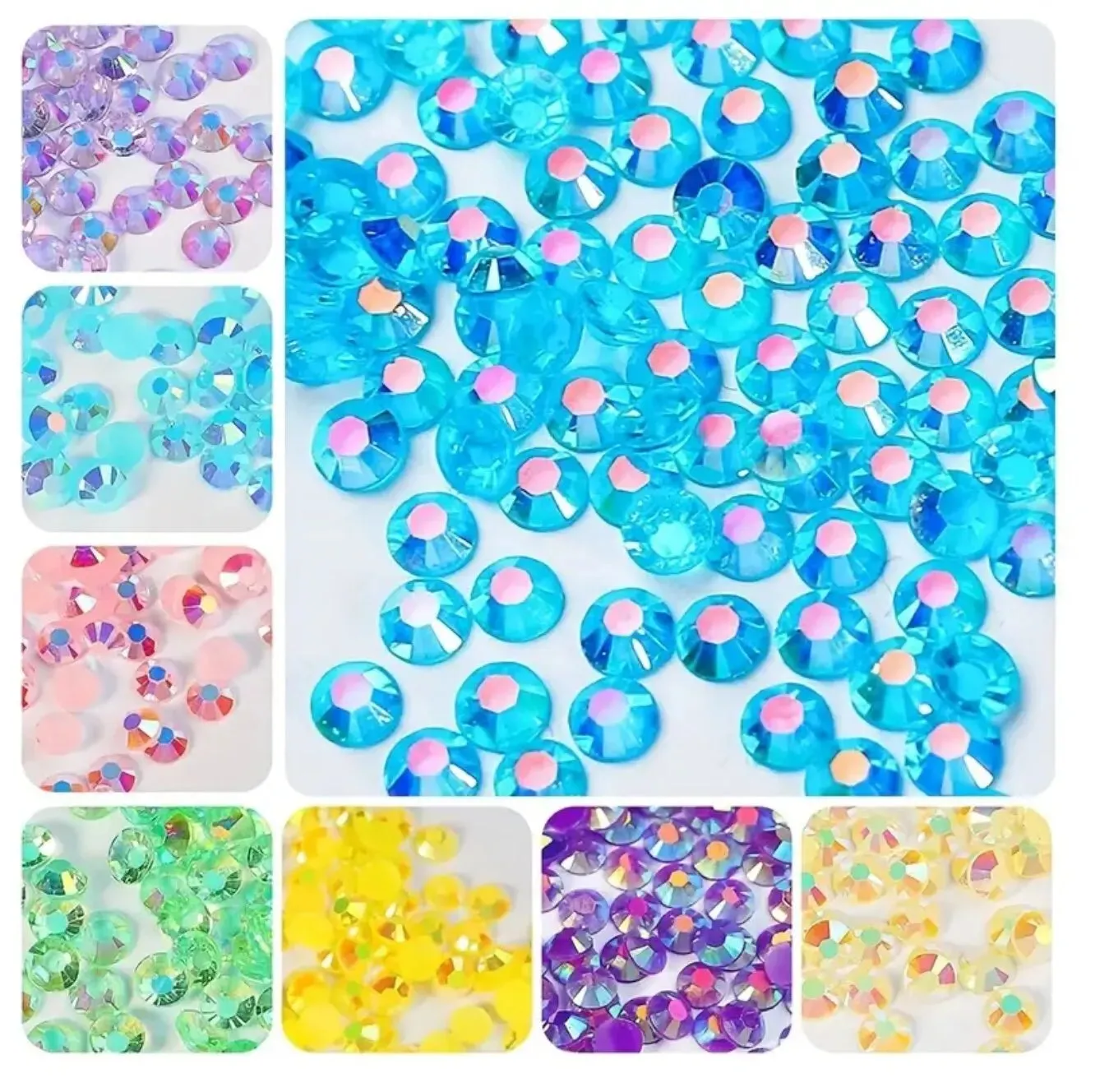 3500 Pcs Round Resin Glitter Rhinestones for Diy 3d Nail Art Flat Bottom Colourful Decoration Accessories