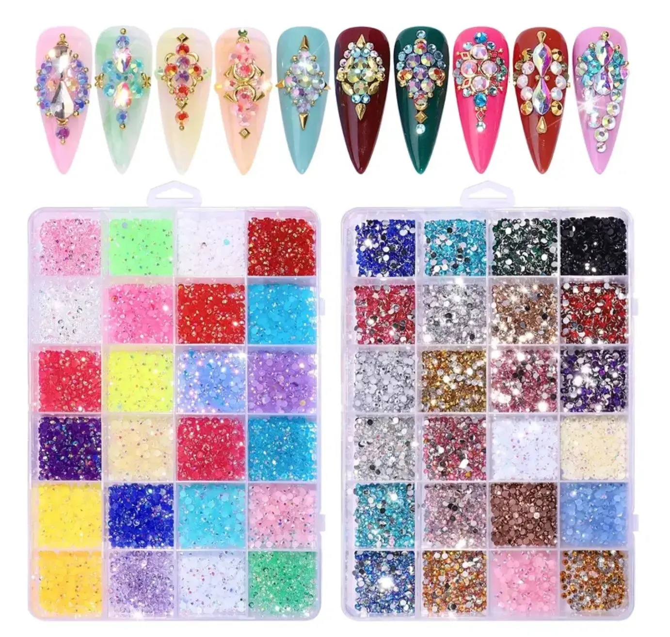 3500 Pcs Round Resin Glitter Rhinestones for Diy 3d Nail Art Flat Bottom Colourful Decoration Accessories