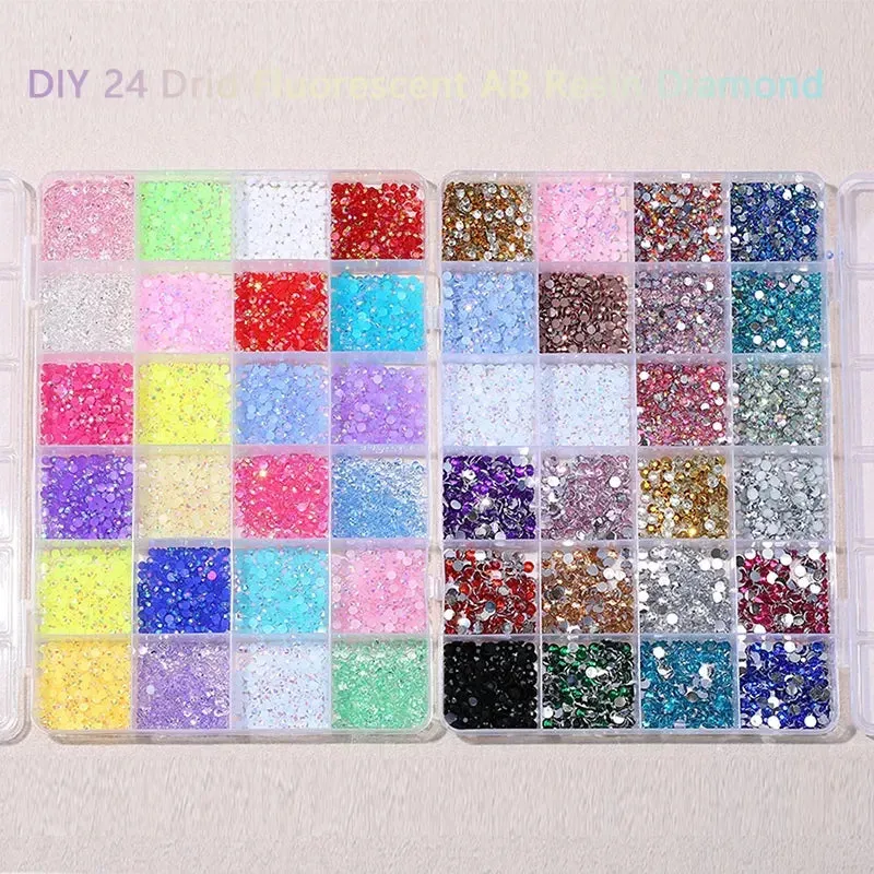 3500 Pcs Round Resin Glitter Rhinestones for Diy 3d Nail Art Flat Bottom Colourful Decoration Accessories