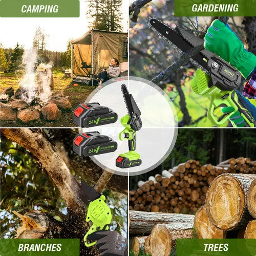 36V 3000W Mini Cordless Chainsaw | 2X Battery-Powered Wood Cutter | Rechargeable