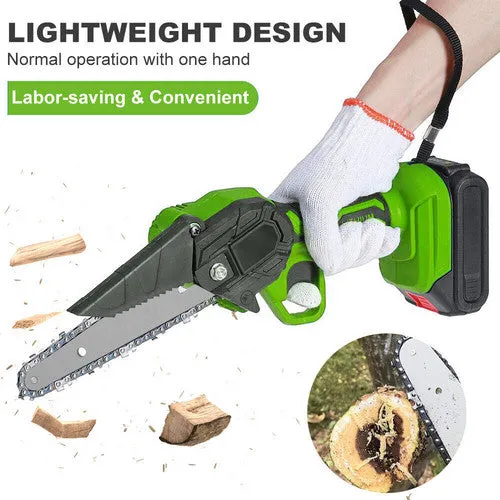 36V 3000W Mini Cordless Chainsaw | 2X Battery-Powered Wood Cutter | Rechargeable