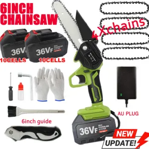 36V 3000W Mini Cordless Chainsaw | 2X Battery-Powered Wood Cutter | Rechargeable