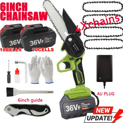 36V 3000W Mini Cordless Chainsaw | 2X Battery-Powered Wood Cutter | Rechargeable