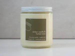 501 Amber Vanilla   Herbal Moss 8 oz Soy Candle