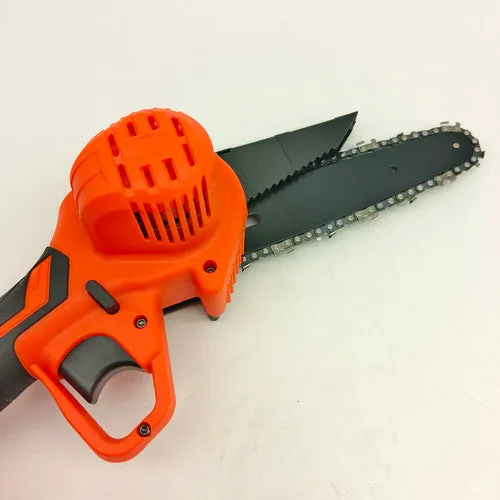 6" Mini Orange Cordless Electric Chainsaw | 2X Battery-Powered Wood Cutter | Rechargeable