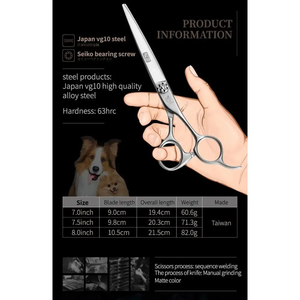 7 7.5 8 Inch Jp Vg 10 Steel Dog Grooming Scissors Bearing Screw Dog Cutting Scissors Grooming