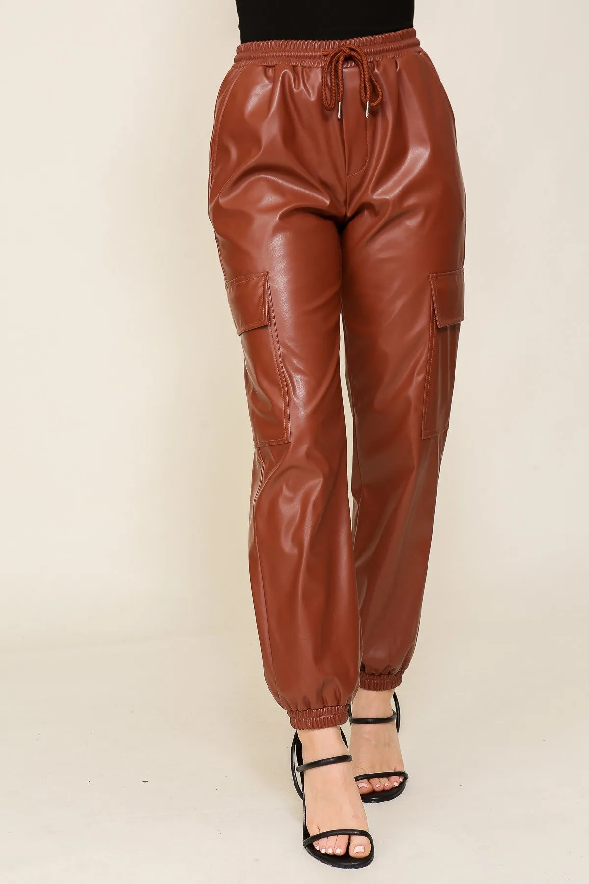 Cargo Faux Lather Pants