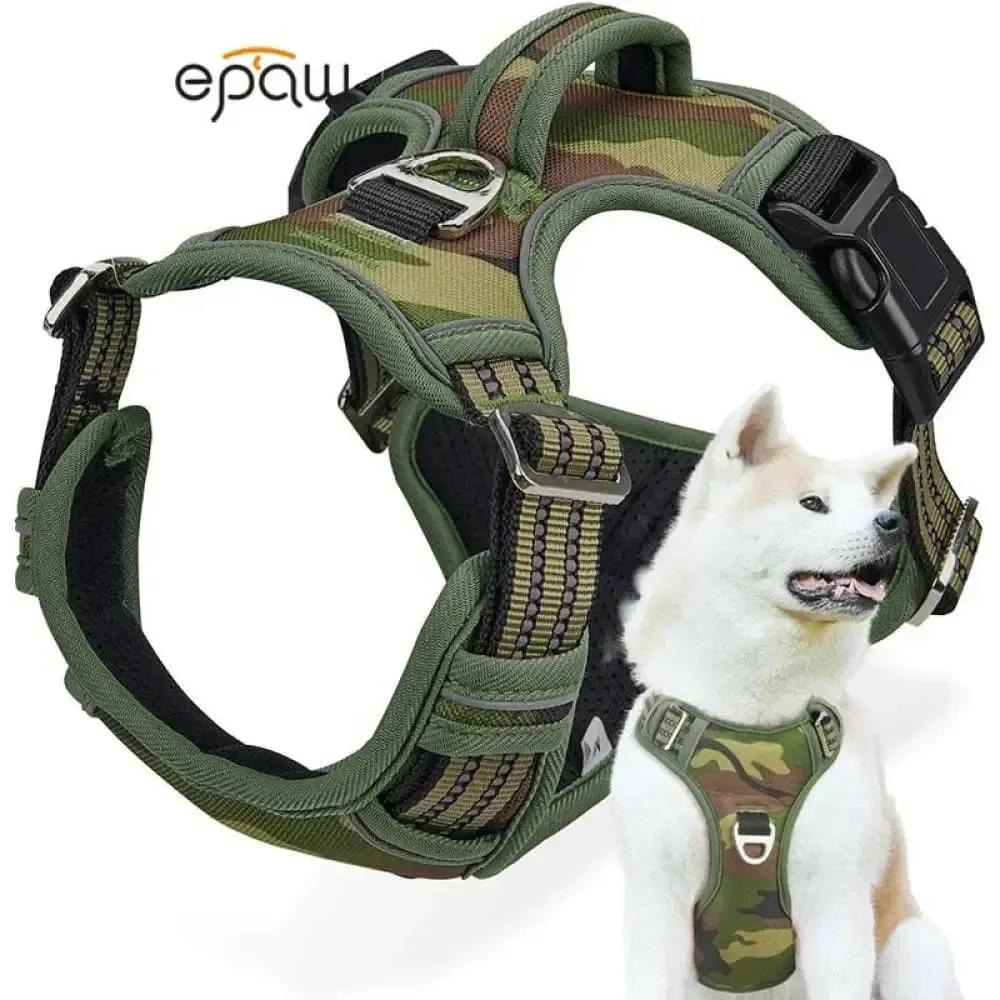 Durable Heavy Duty Camouflage Reflective no Pull Pet Harness Vest for Large, Medium Dogs