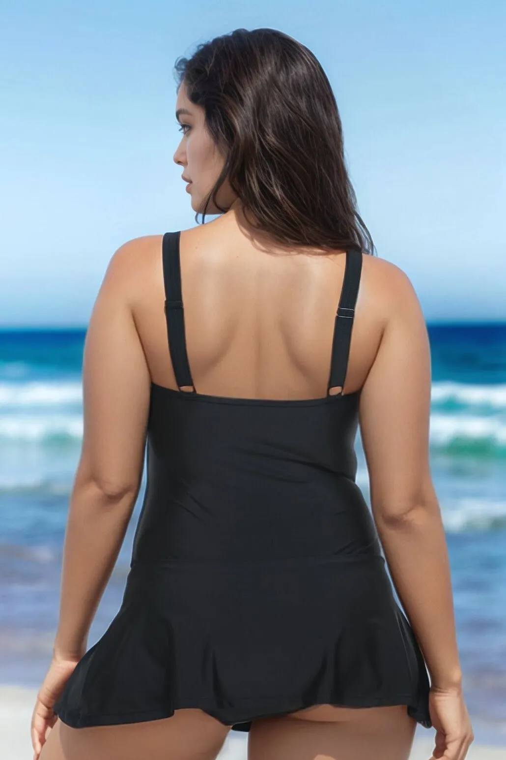 FULLFITALL - Foil Lace Print One Piece Swimdress