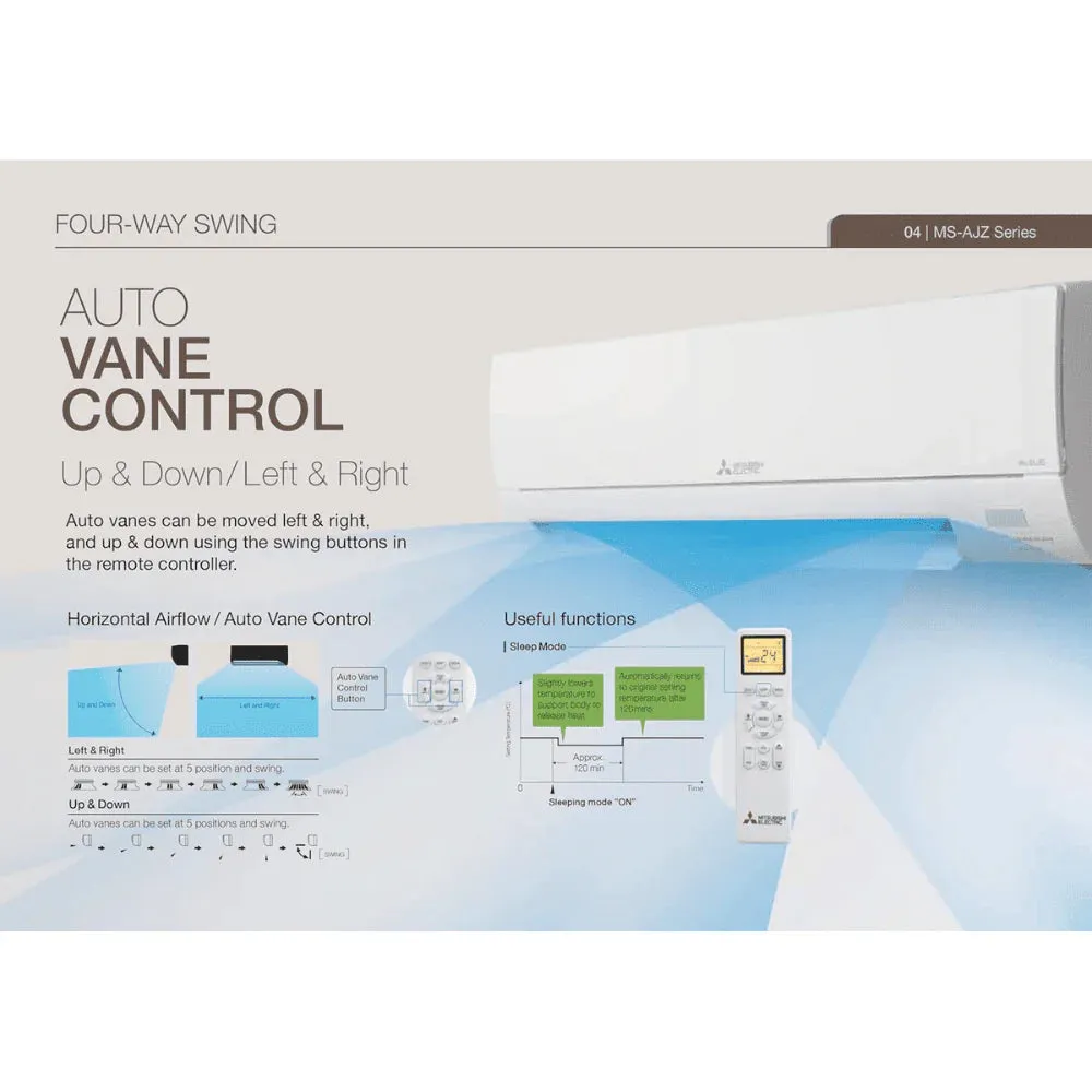 Mitsubishi MS-AJZ13VF-DA1, 1.0 ton 2 Star Non-Inverter Split Air Conditioner