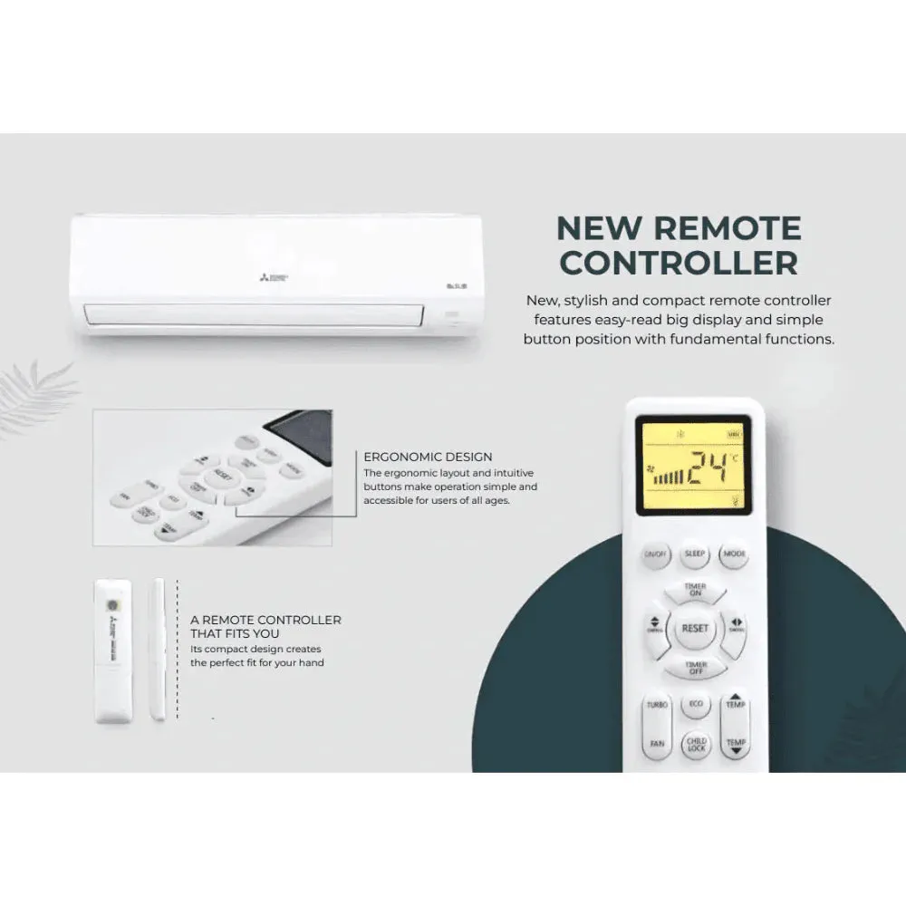 Mitsubishi MS-AJZ13VF-DA1, 1.0 ton 2 Star Non-Inverter Split Air Conditioner