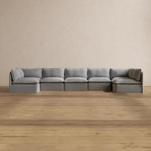 Modular Washable 7-Seater Open-Ends U-Sectional in Pumice | Memorix  Seat | Cloud Pillow