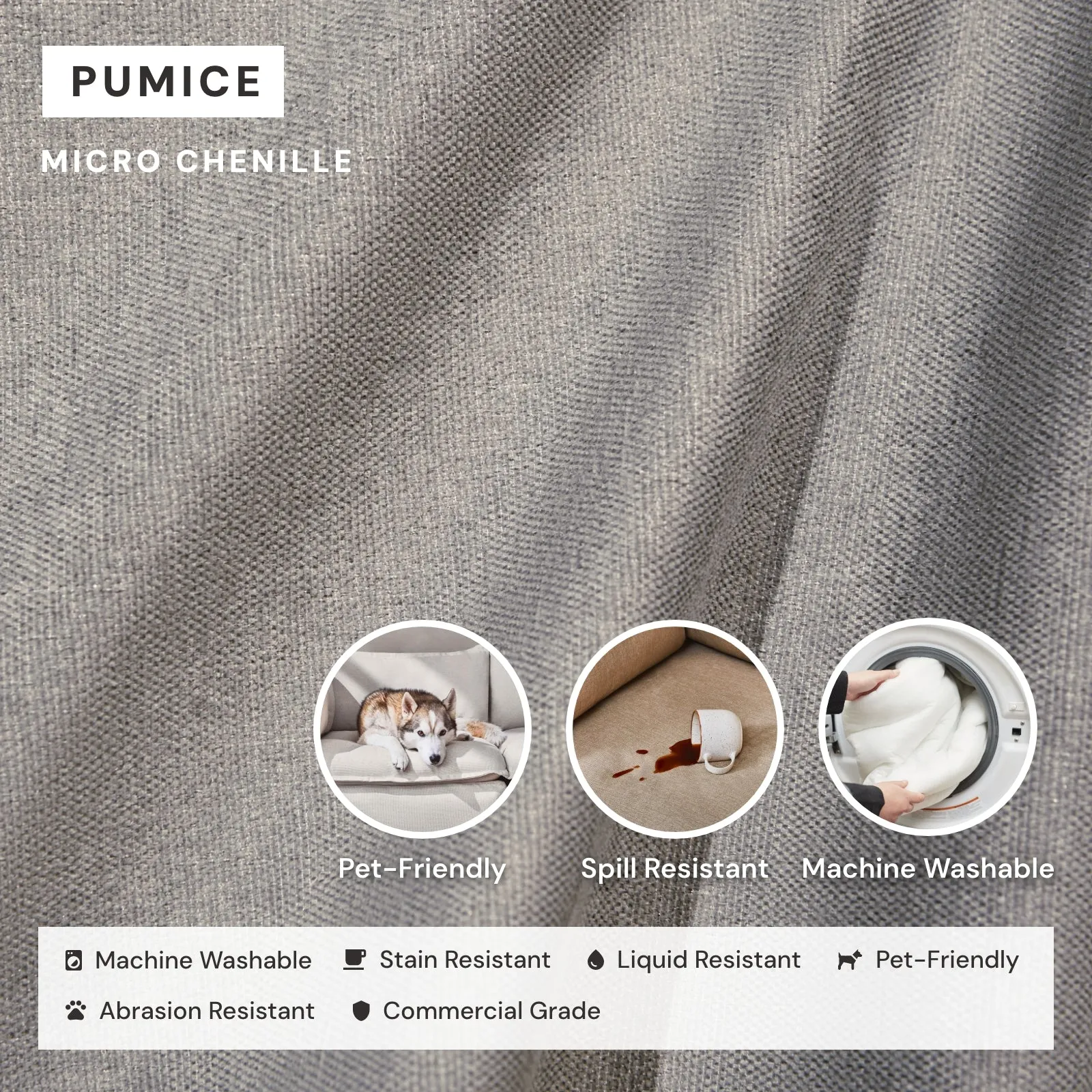 Modular Washable 7-Seater Open-Ends U-Sectional in Pumice | Memorix  Seat | Cloud Pillow